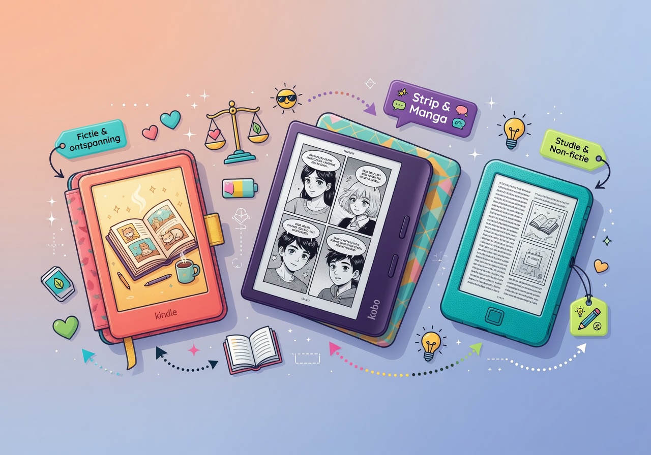 E-readers vergelijken voor verschillende leesvoorkeuren